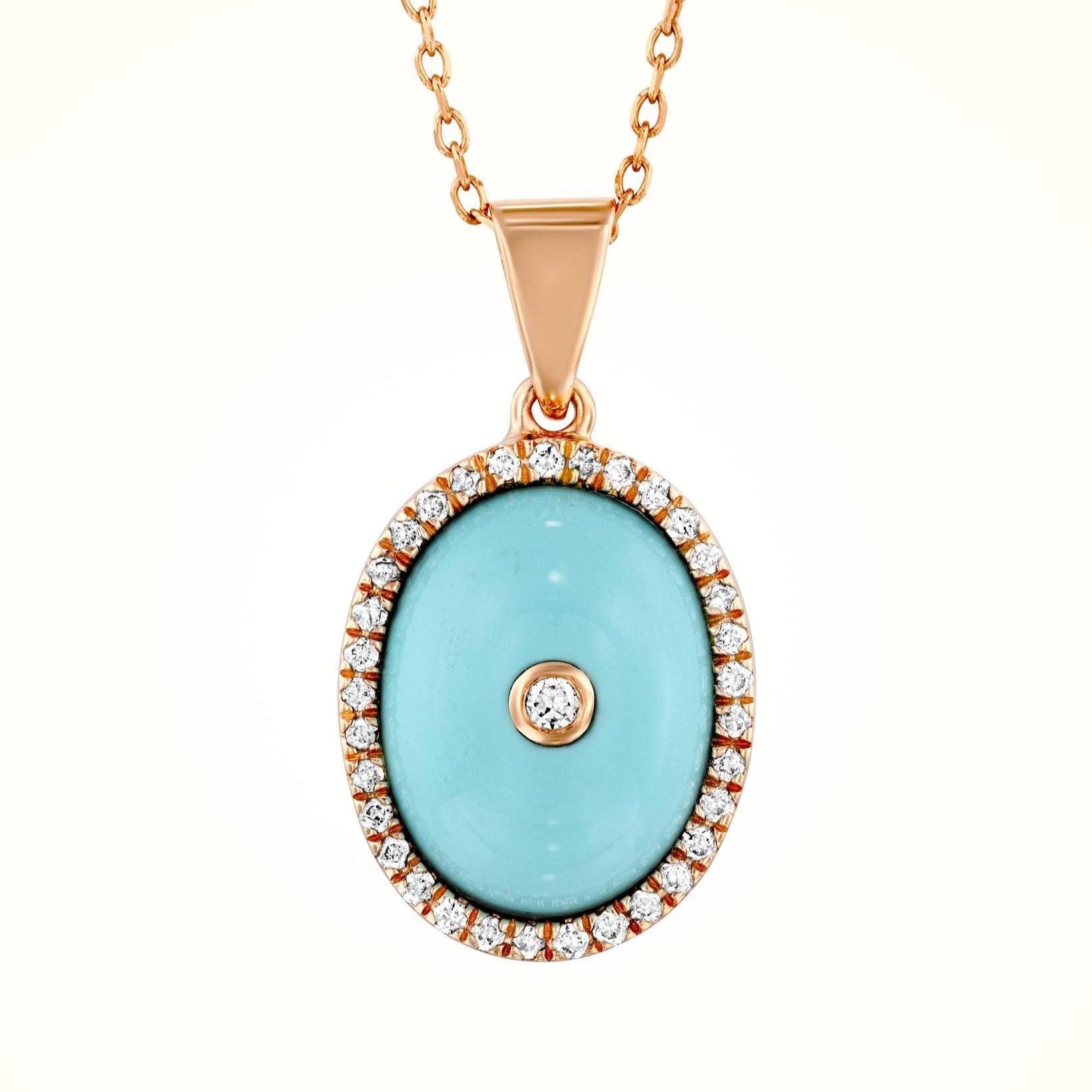 Gold Turquoise Pendant with Diamonds