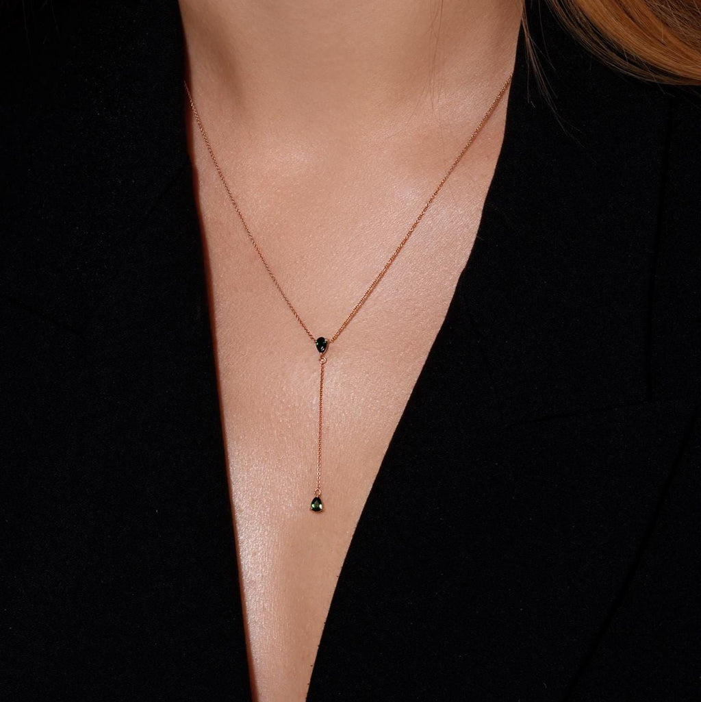 Gold Tsavorite Teardrop Necklace