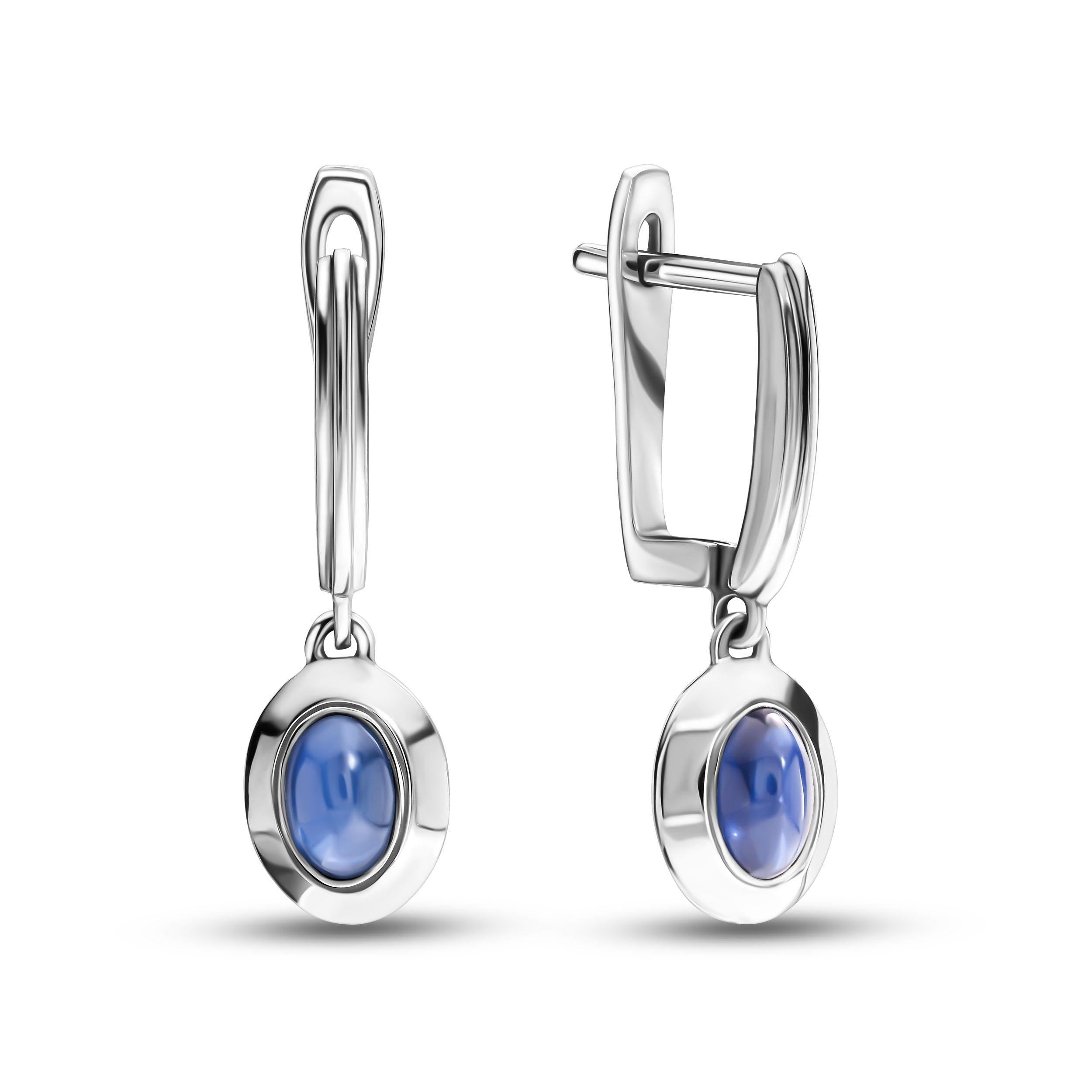 Handcrafted White Gold Sapphire classic Earrings