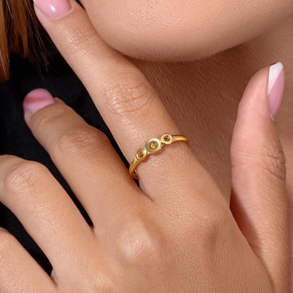 Cognac Diamond Ethnic Cocktail Ring