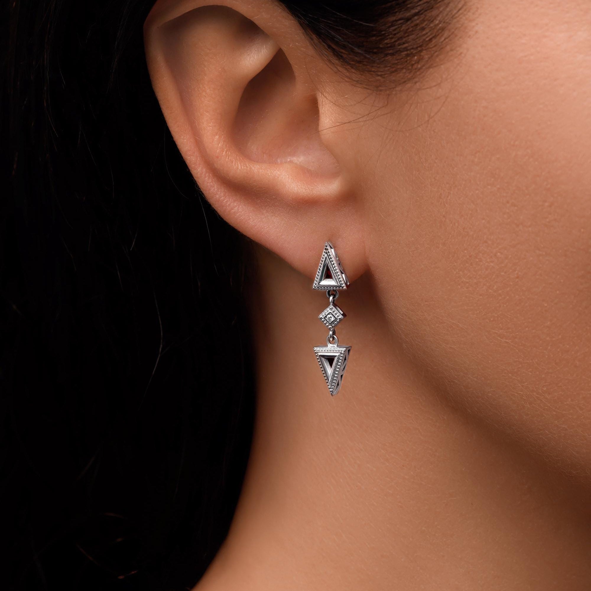 "Dance of Forms" White Gold Diamond Dangle Earrings Handcrafted