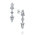 Boucles d'oreilles pendantes en or blanc et diamants "Danse des formes" faites à la main