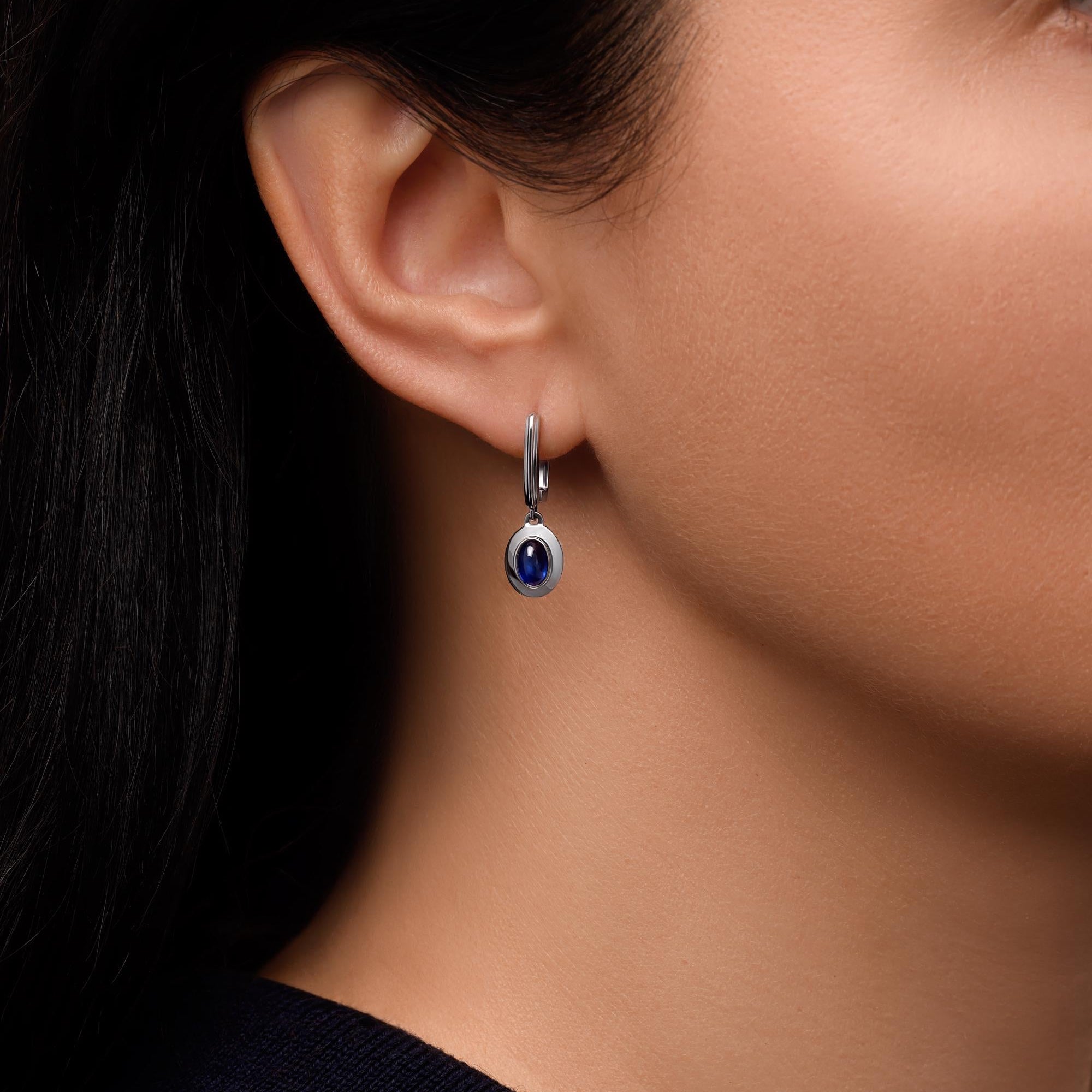 Handcrafted White Gold Sapphire classic Earrings