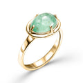 Yellow Gold Emerald Cabochon Handcrafted