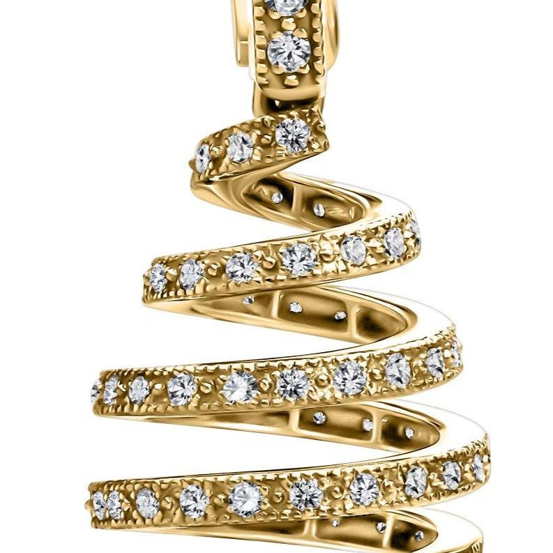 Handcrafted Yellow Gold Spiral Diamond Earrings