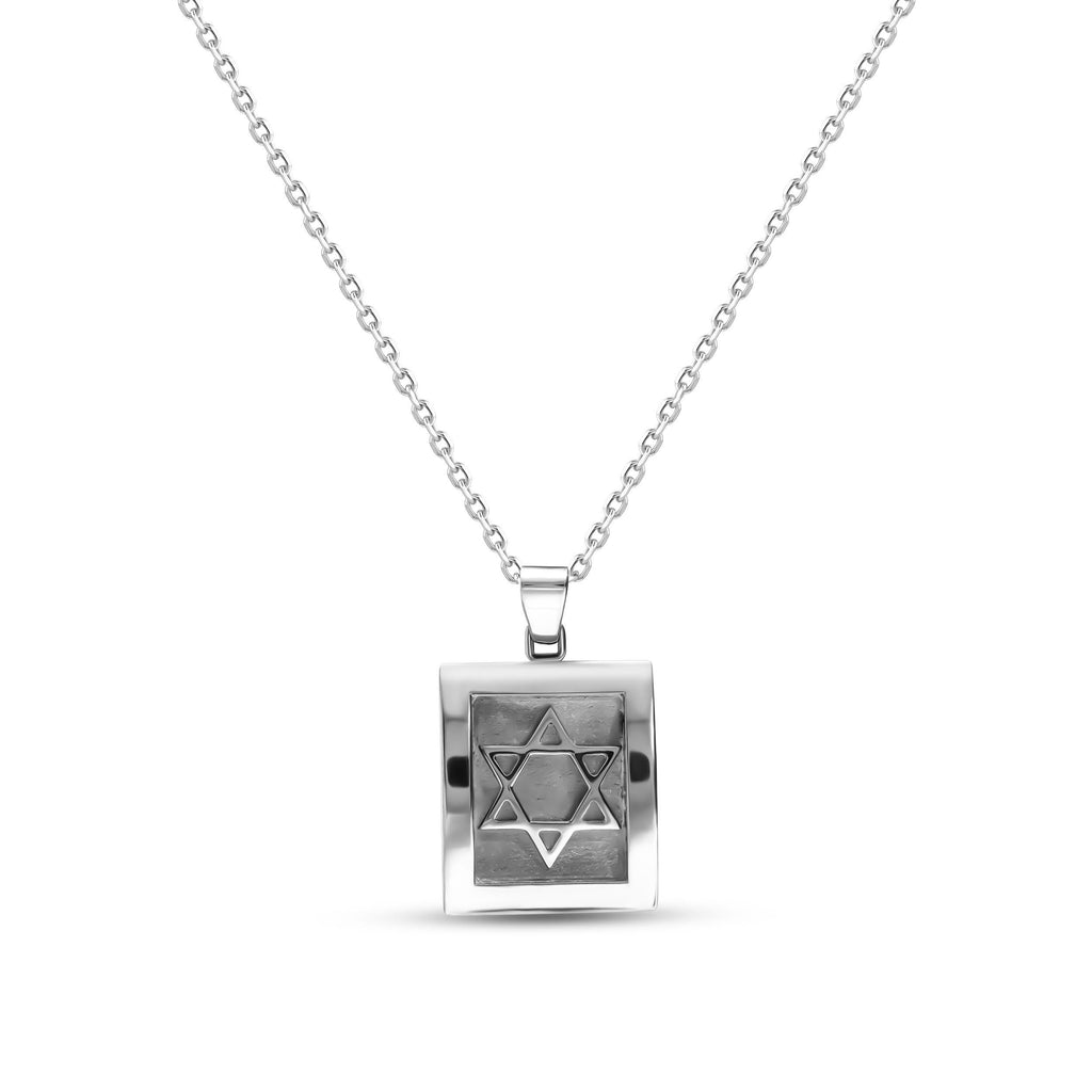 Pendentif Étoile de David en or blanc fait à la main