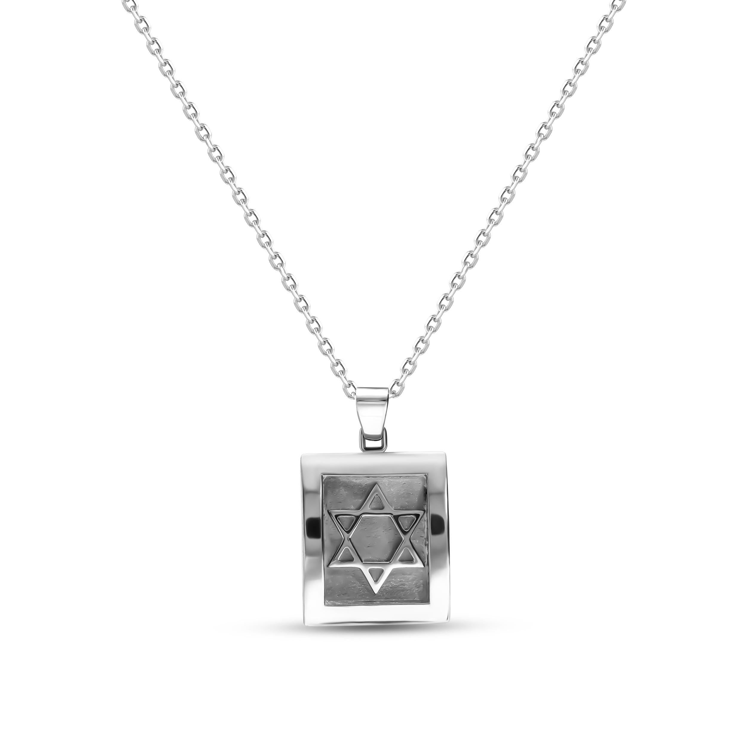 White Gold Star of Magen David Pendant Handcrafted