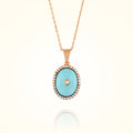 Gold Turquoise Pendant with Diamonds