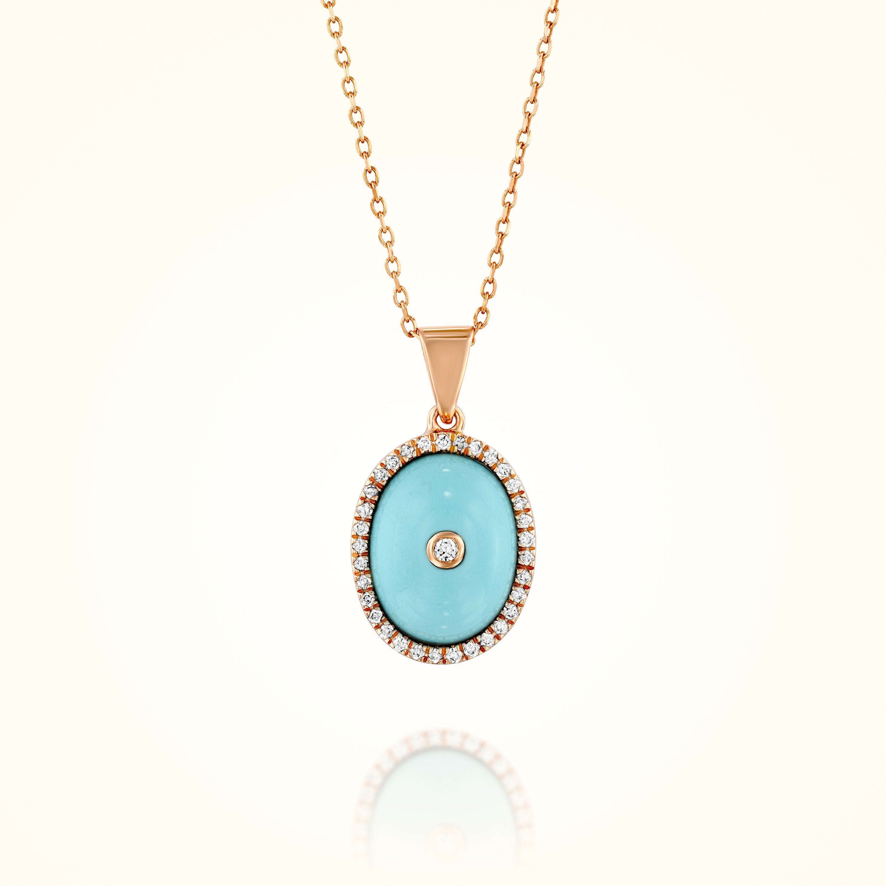 Gold Turquoise Pendant with Diamonds