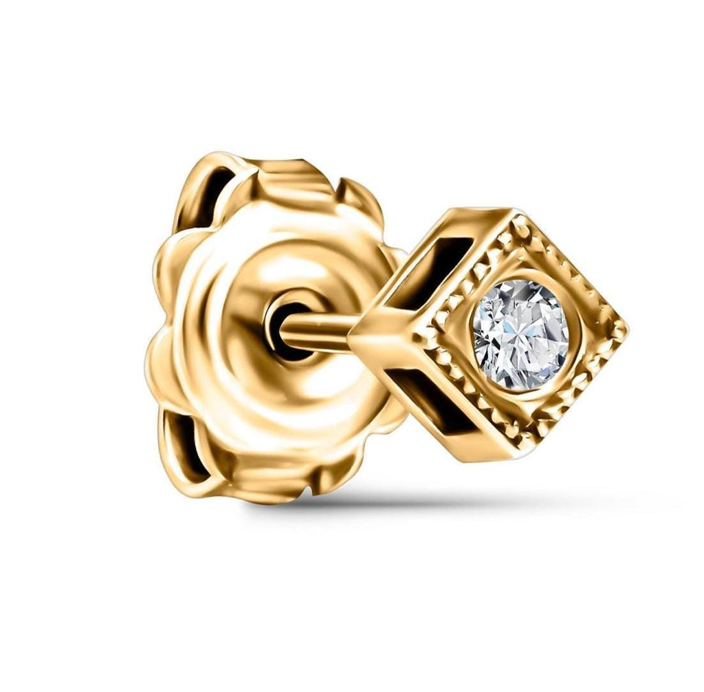 Œillet préféré jaune avec diamants fabriqués à la main