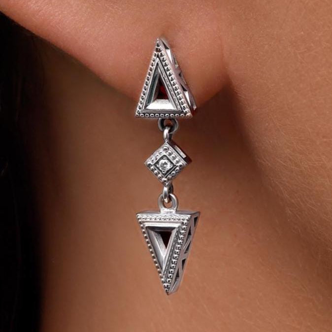 "Dance of Forms" White Gold Diamond Dangle Earrings Handcrafted