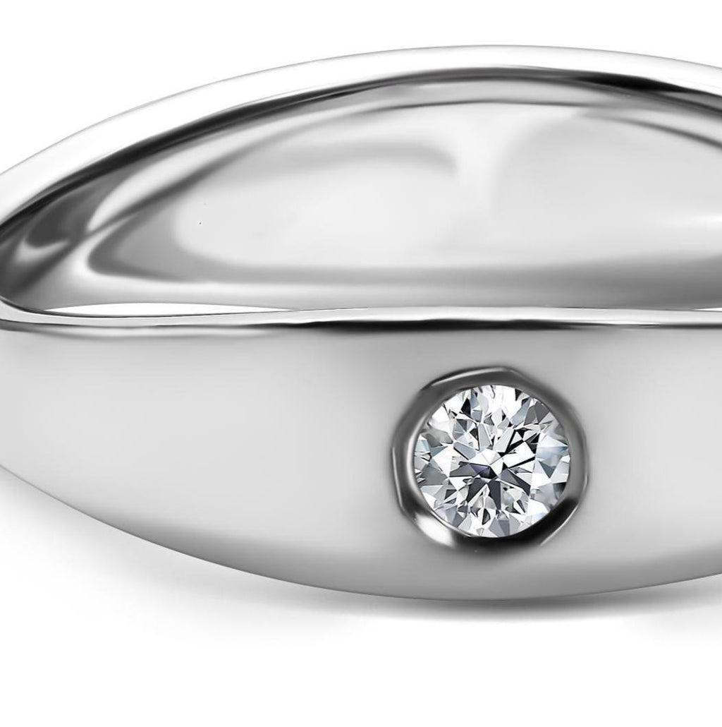 Handcrafted Wave Diamond Engagement Ring, White Gold