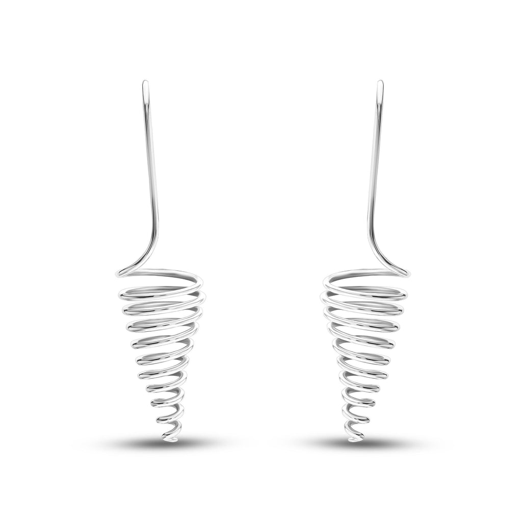 Boucles d'oreilles spirales faites à la main.