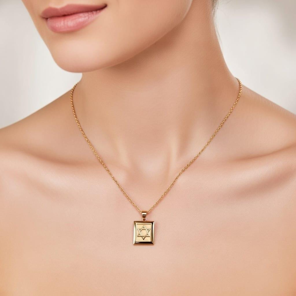 Pendentif Étoile de David en or Fait main