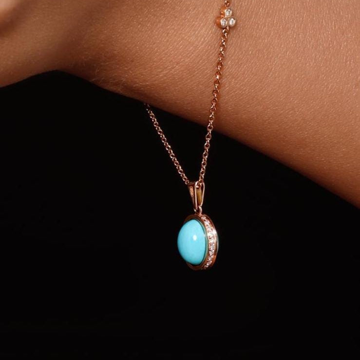 Rose Gold Turquoise Pendant
