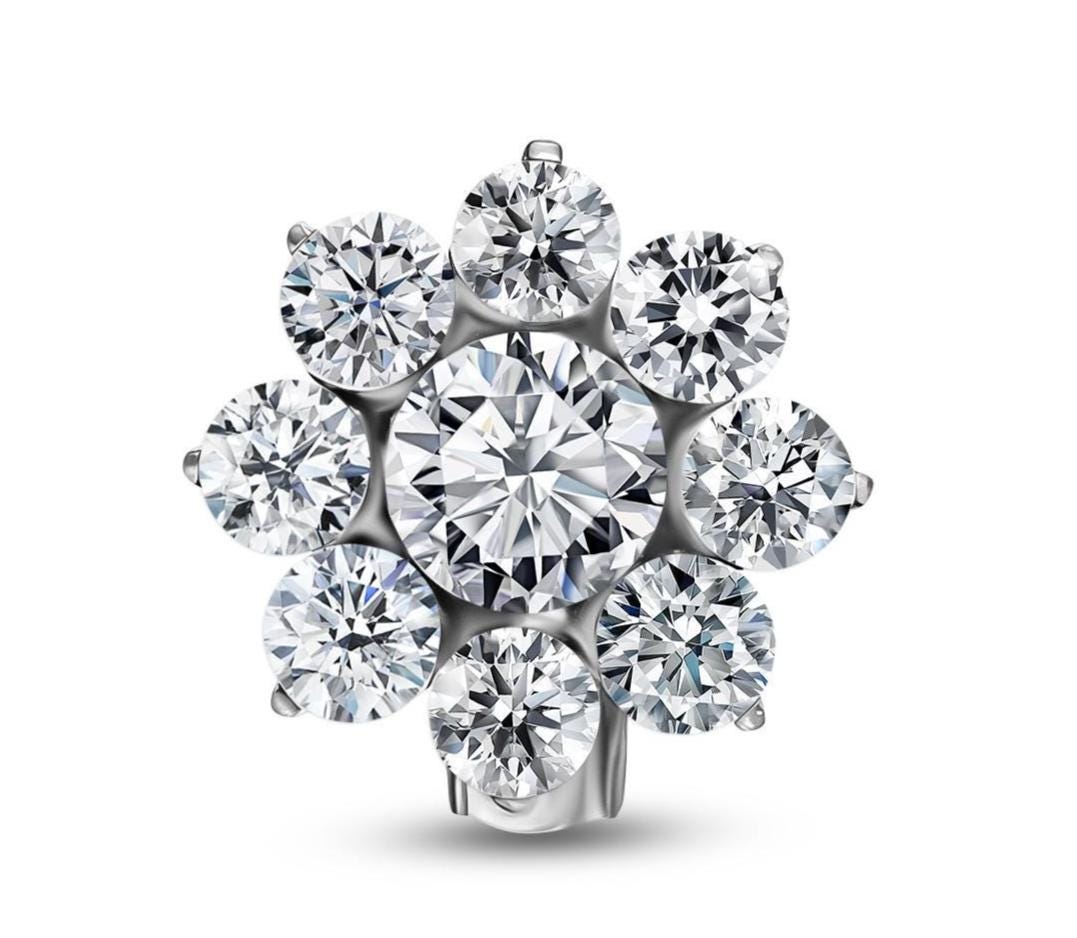 White Gold Diamond Flower Earrings