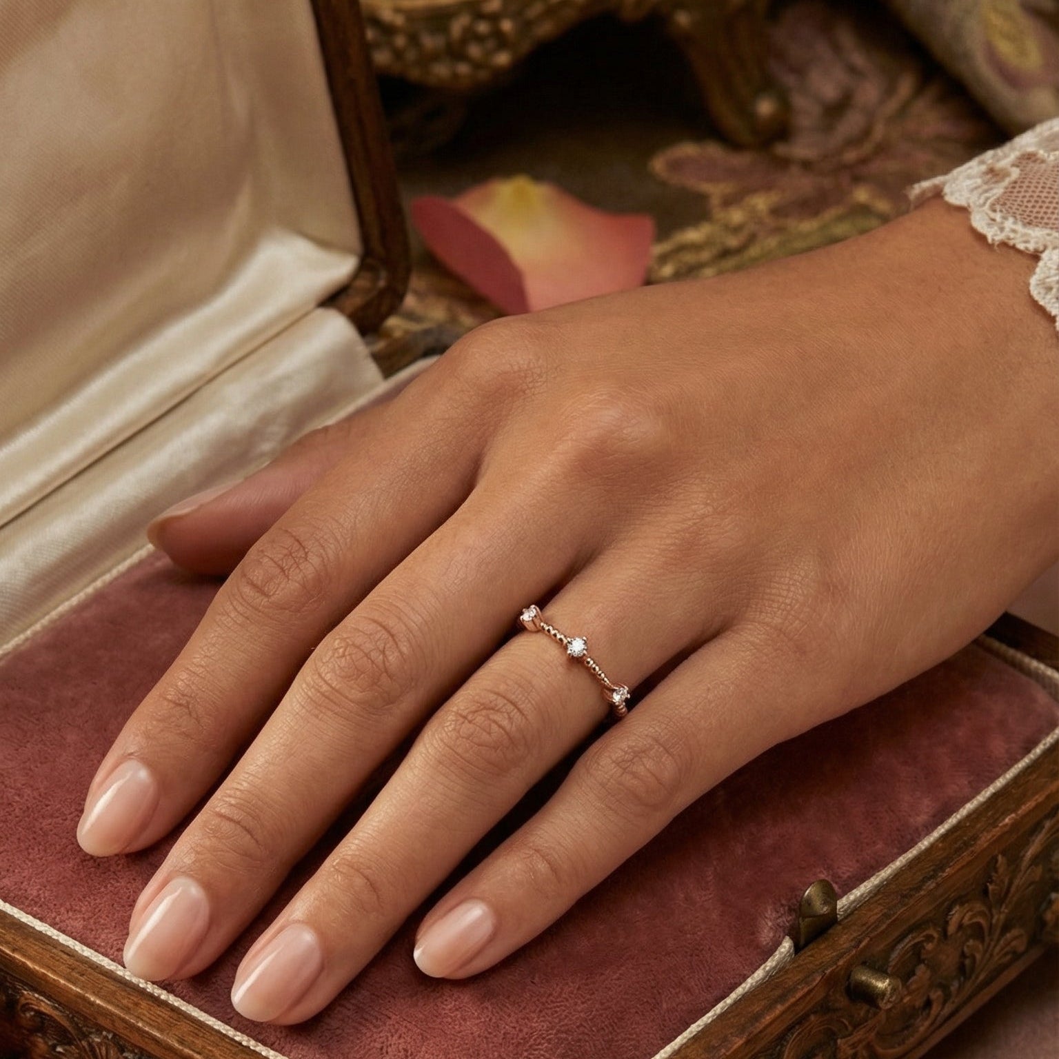 Mini Chic. Minimalist Gold Ring with Diamond