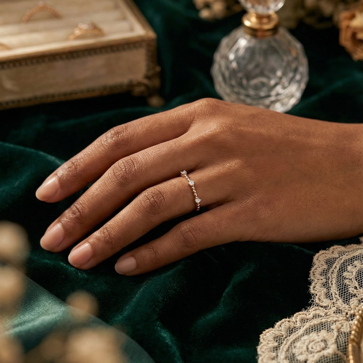 Mini Chic. Minimalist Gold Ring with Diamond