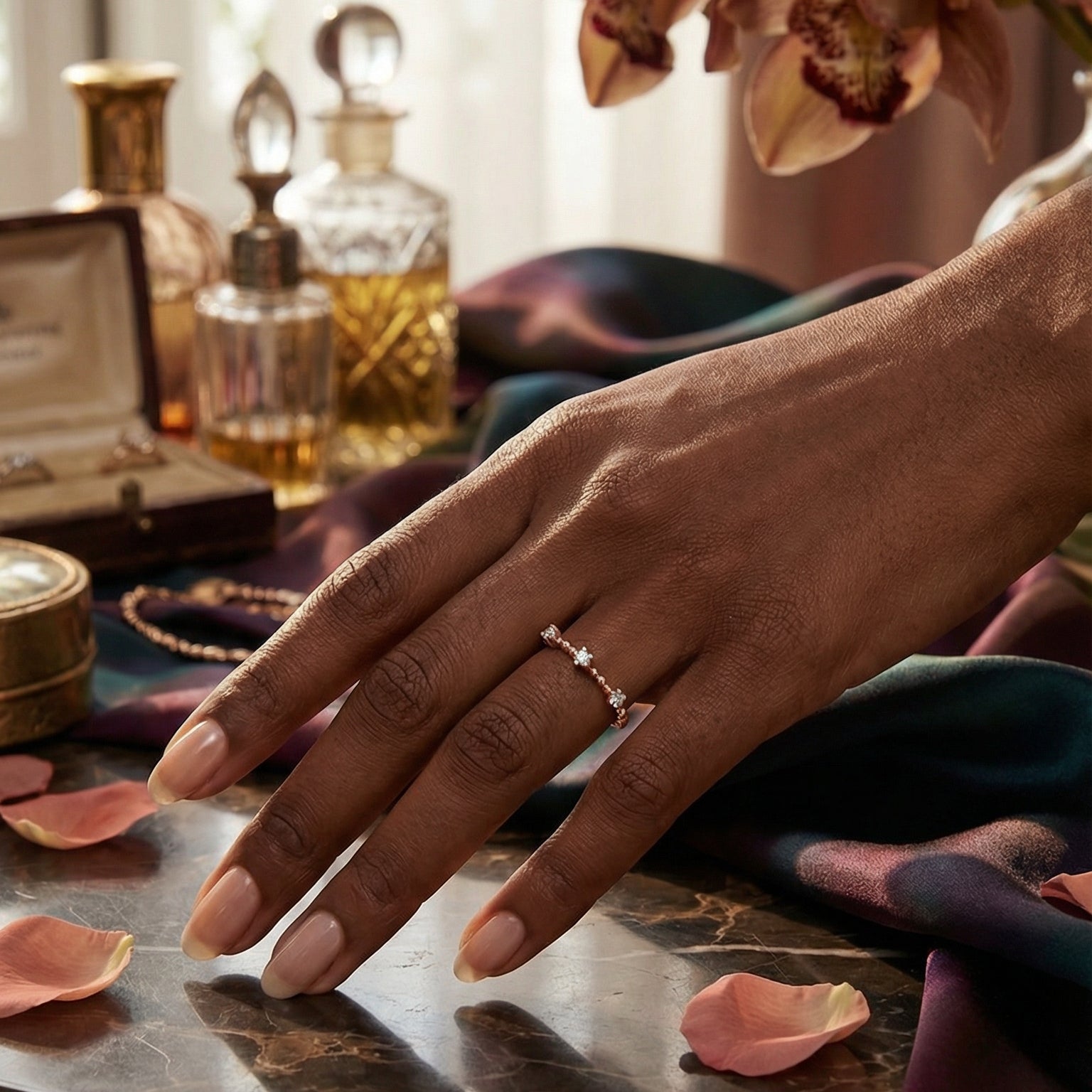 Mini Chic. Minimalist Gold Ring with Diamond