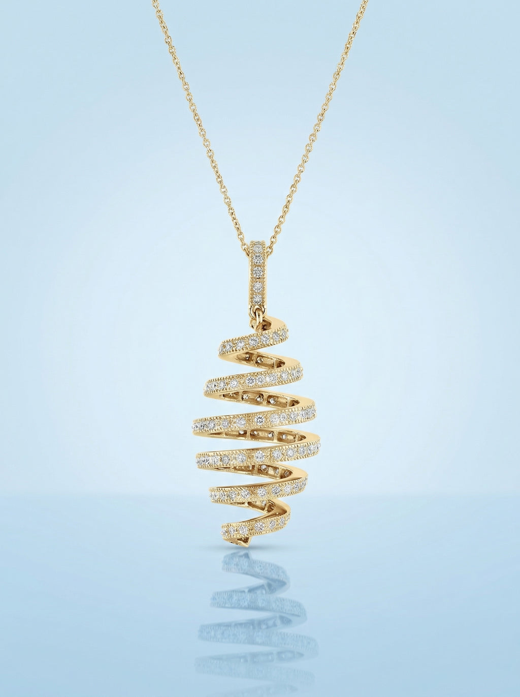 Handcrafted Gold Spiral Diamond Pendant Necklace