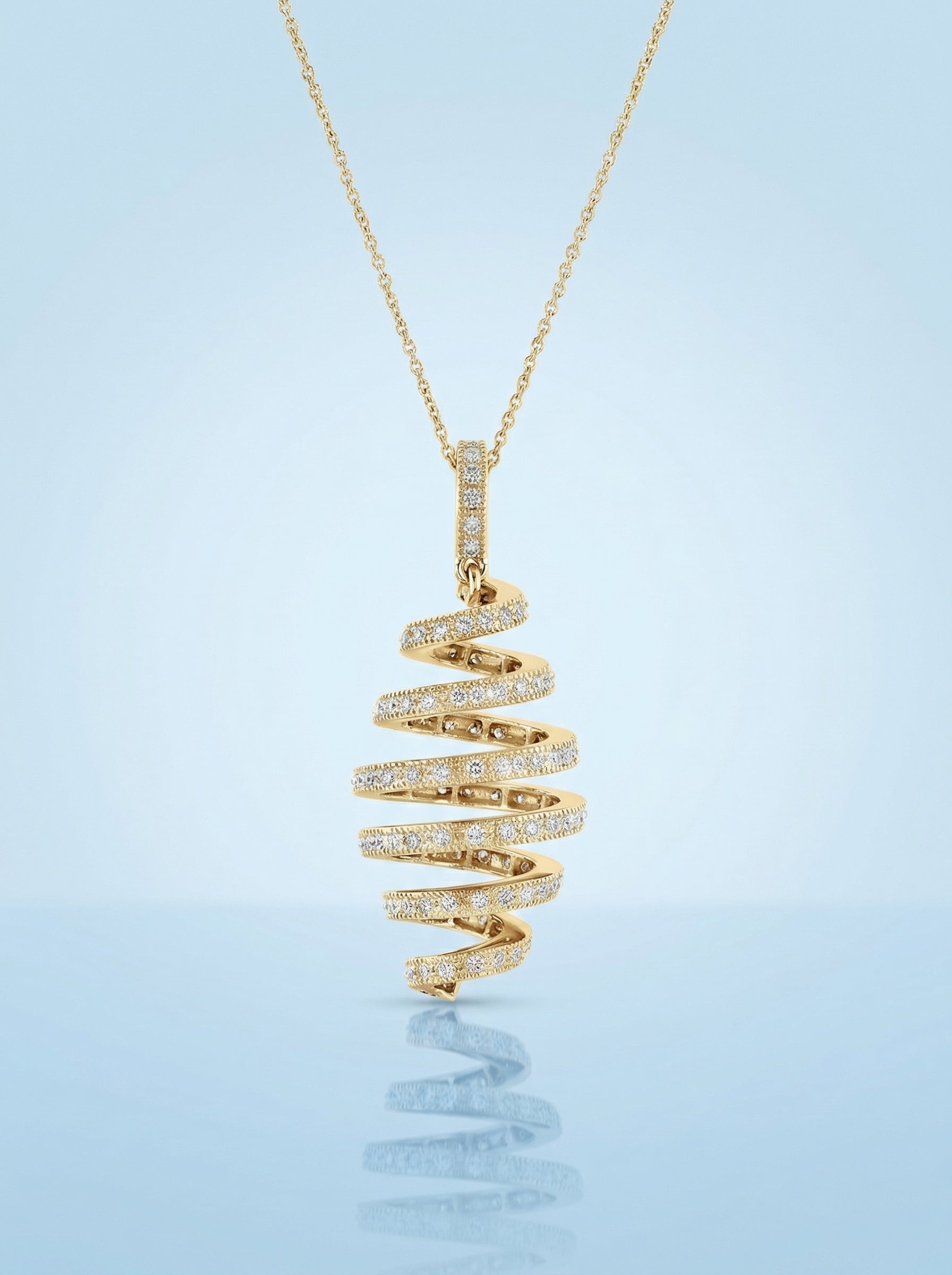 Handcrafted Gold Spiral Diamond Pendant Necklace