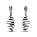 Boucles d'oreilles spirale diamant or blanc fabriquées à la main Élégantes