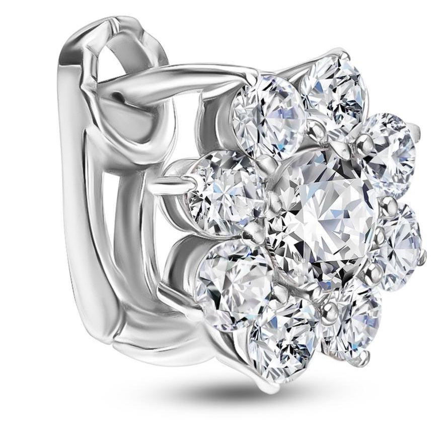 White Gold Diamond Flower Earrings