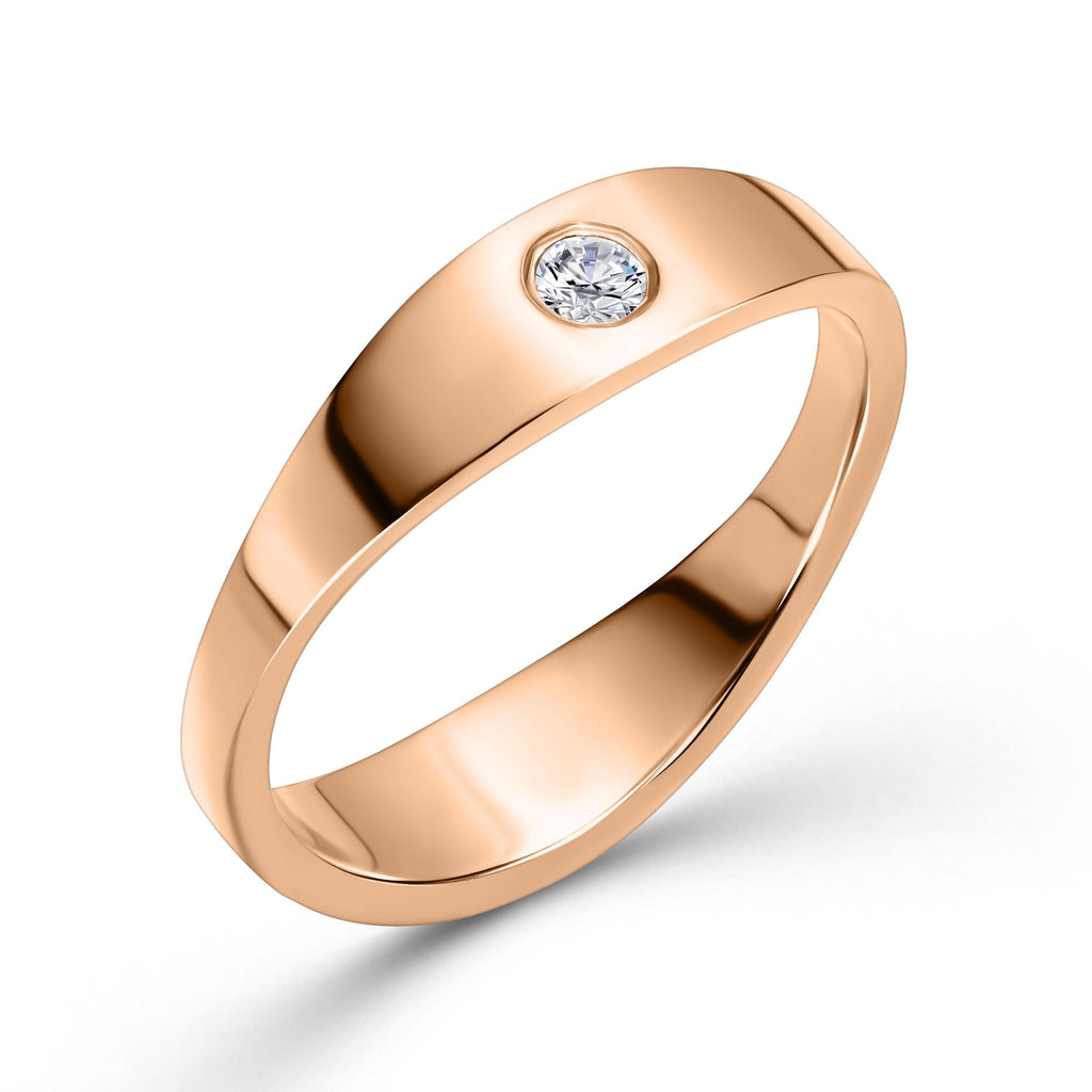 Wave Diamond Engagement Ring Rose Gold Handcrafted