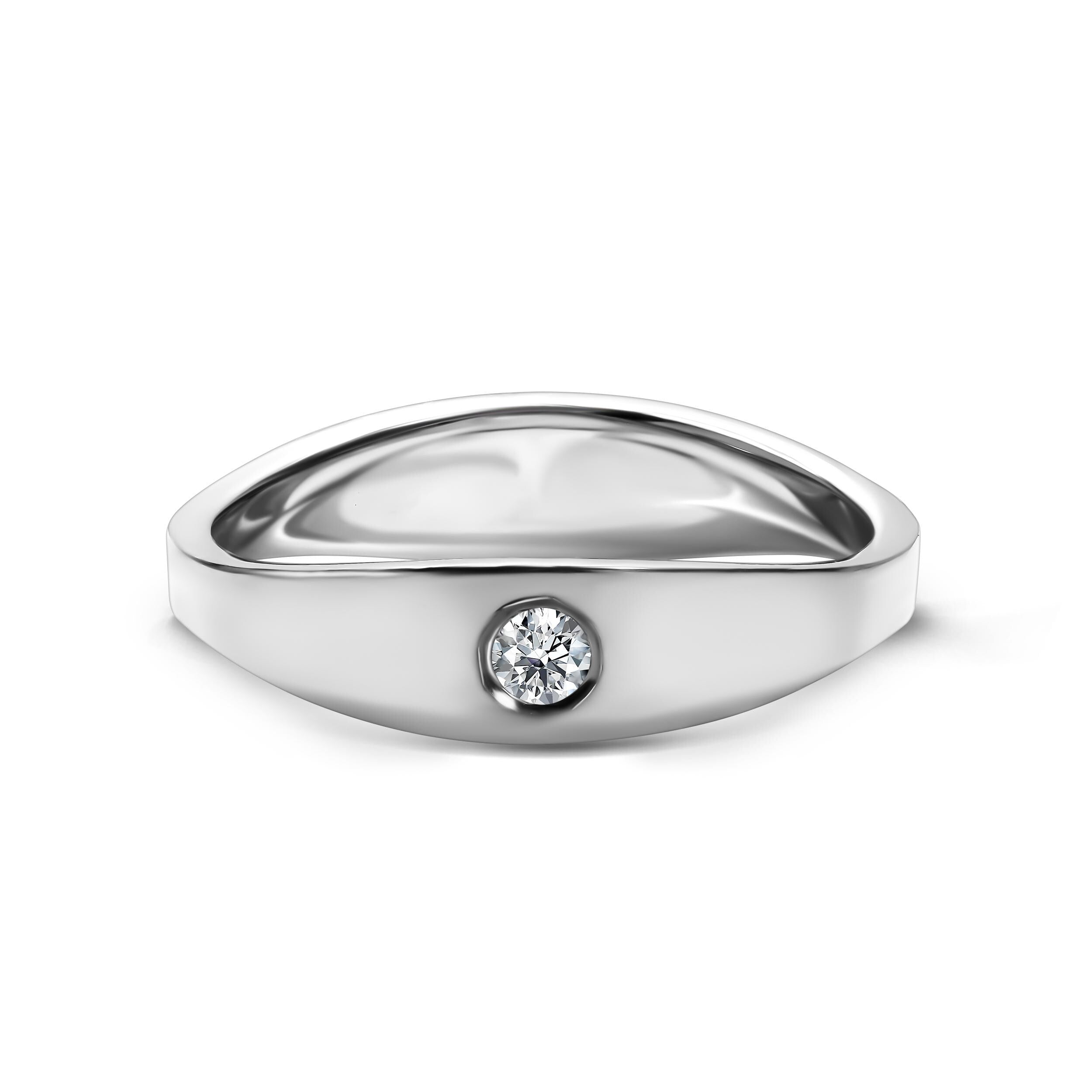 Handcrafted Wave Diamond Engagement Ring, White Gold