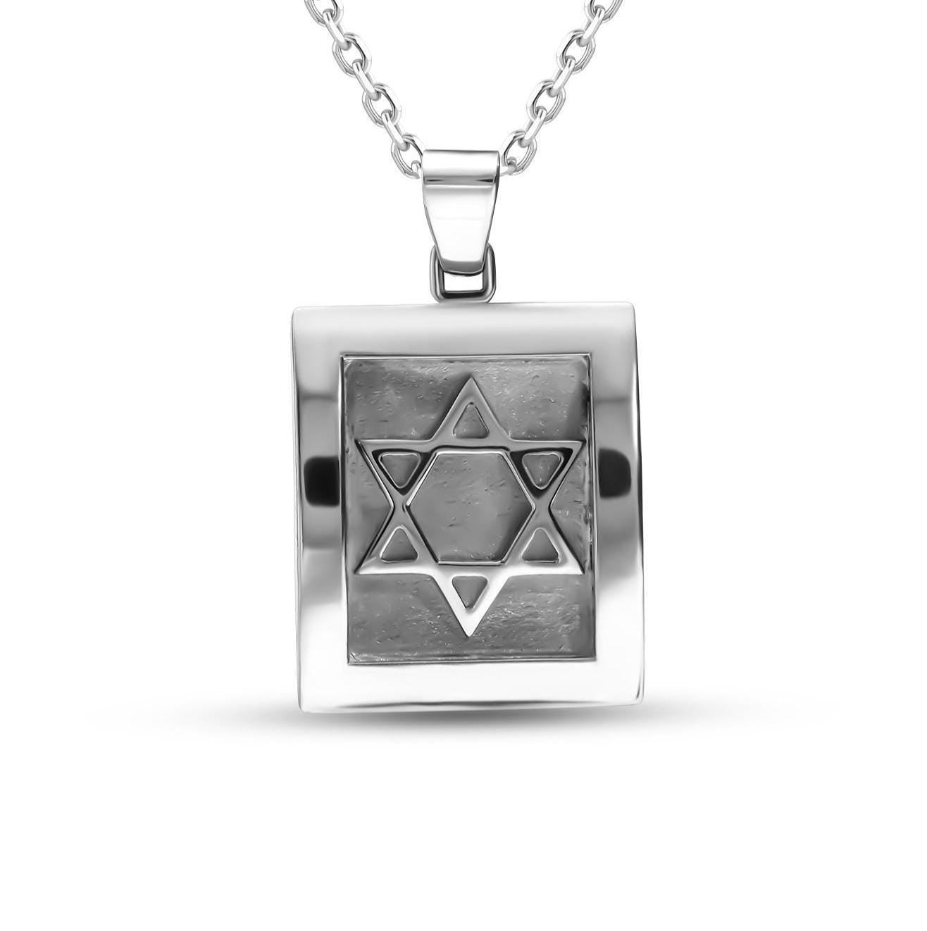 White Gold Star of Magen David Pendant Handcrafted