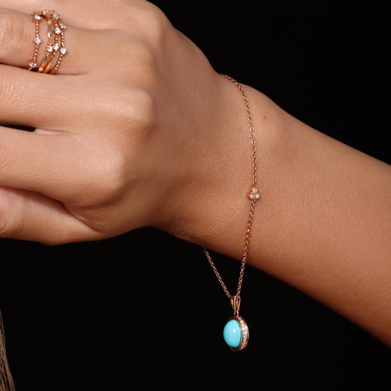 Rose Gold Turquoise Pendant