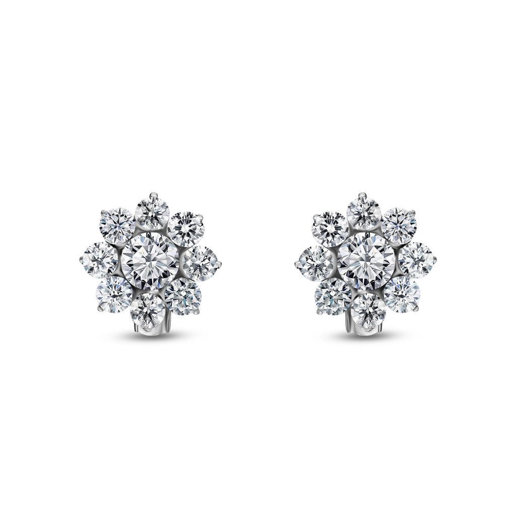 Boucles d'oreilles fleur en or blanc et diamants