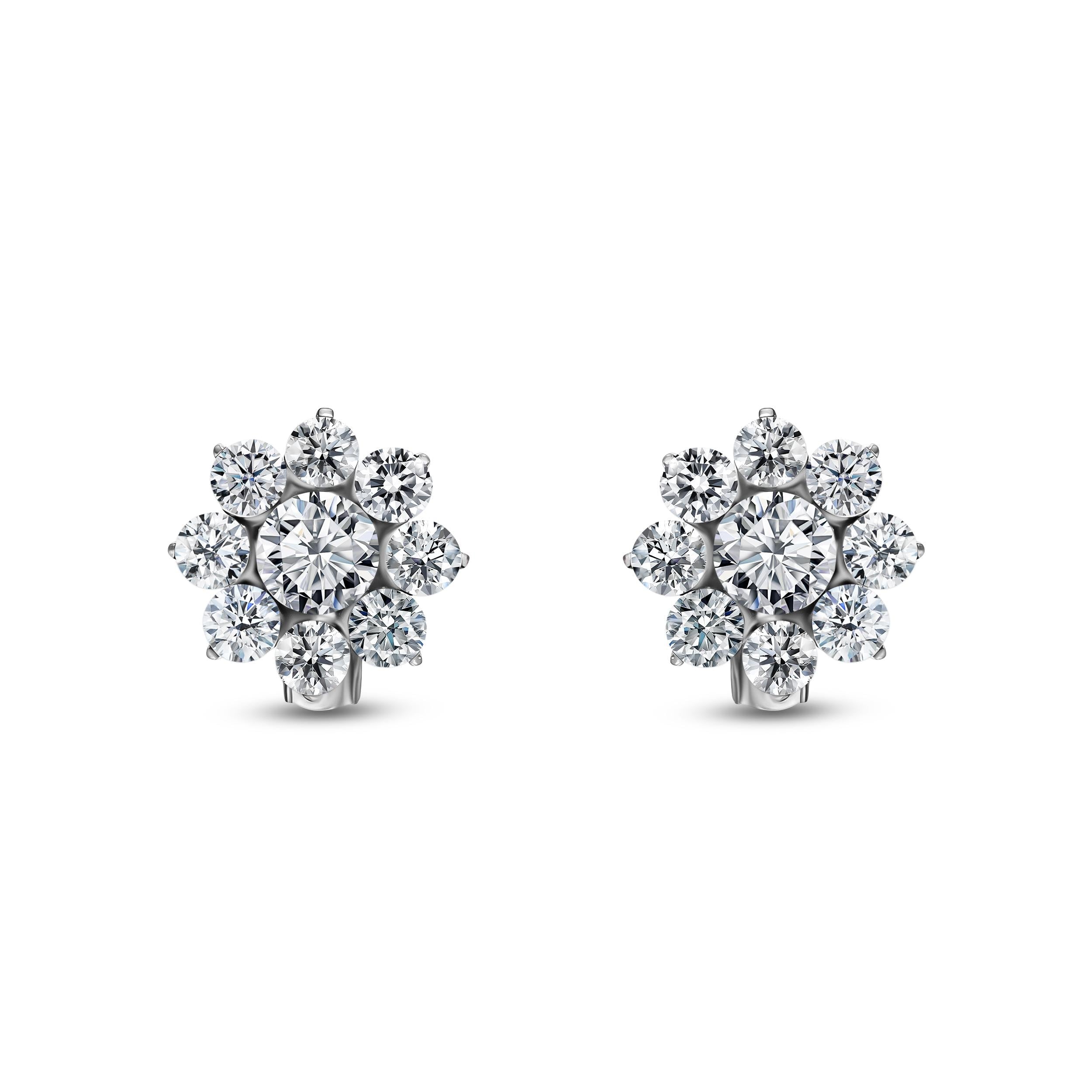 White Gold Diamond Flower Earrings