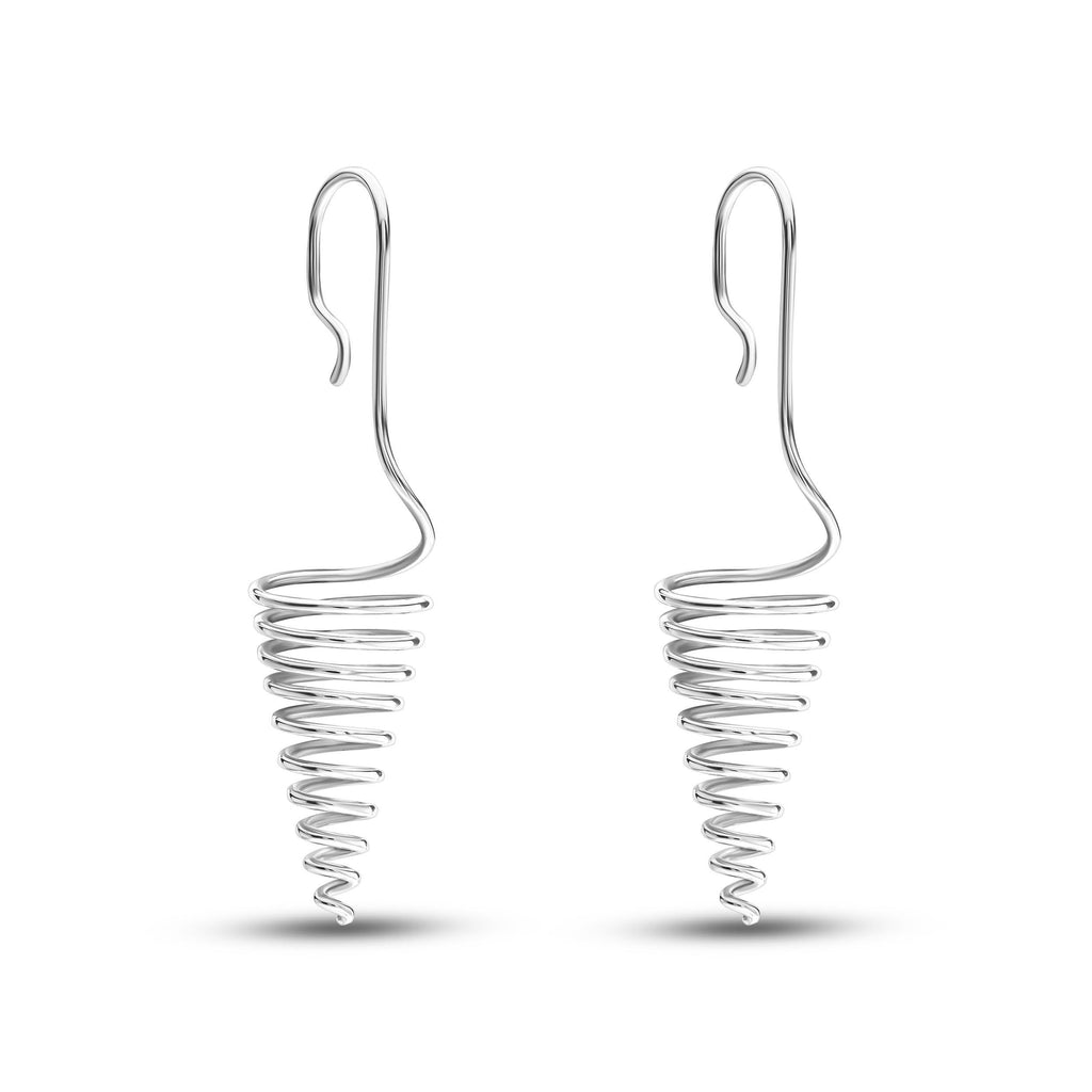 Boucles d'oreilles spirales faites à la main.