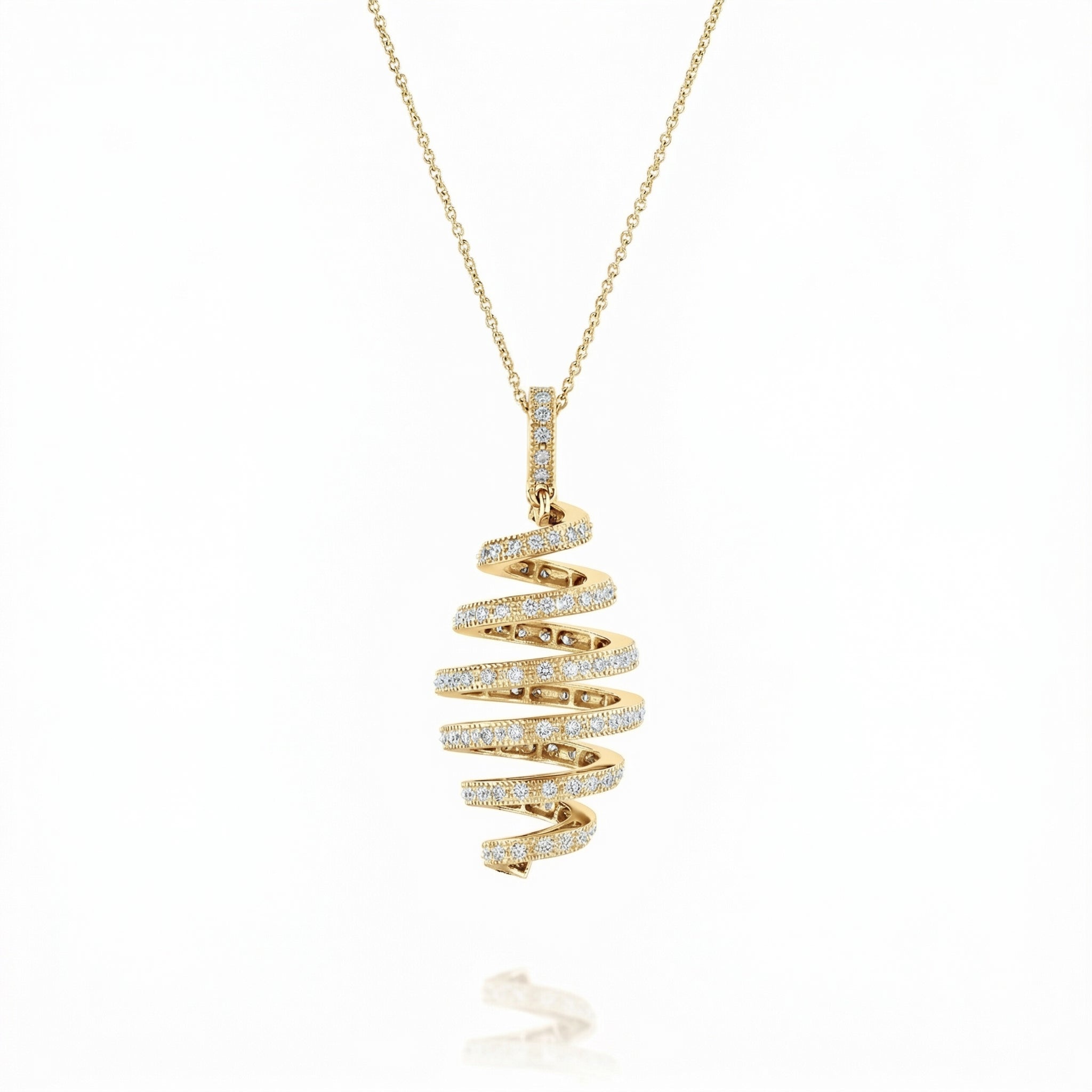 Handcrafted Gold Spiral Diamond Pendant Necklace